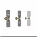 Modern Cylindrical Wall Lamps In Three Colors With Ribbed Glass And Gold Bases