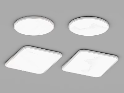 Modern White Ceiling Lights Round and Square Shaped for Home Minimalist Design 3d model