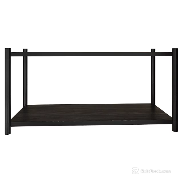 Modern Simple Side Table with Black Metal Frame and Wooden Top for Living Room Decor 3d model 