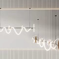 Modern Wave And Circular Chandeliers With LED Lights And Metal Frames In Stylish Interior