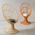 Modern Wicker Egg Shaped Leisure Chairs With Round Base And Gray Cushion