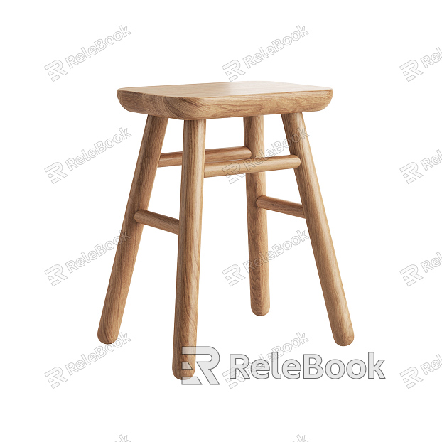 Modern Stool Simple Solid Wood Stool model