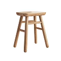 Natural Wooden Stool With Oak Material And Sleek Cross Leg Design For Home Use