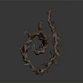 Artistic Spiral Shaped Plant Sculpture With Twisted Branches Thorns And Leaves
