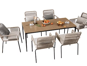 Modern Outdoor Table and Chair Outdoor Dining Table and Chair Outdoor Chair Casual Table and Chair Rattan Chair 3d model