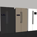 Double Door Refrigerators in Gray Beige White with Digital Display Panels 3d model