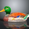 Colorful Duck Decorative Statue With Green Head Orange Beak And Multicolor Body