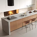 Modern Bar Chair Combination Island Table and Chair Combination 3d model