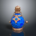 Blue Decorative Living Bottle With Golden Star Shaped Pattern Chain And Base Design
