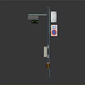 Street Traffic Signal Pole With Surveillance Camera Traffic Light And Road Signs