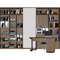 Open grid bookcase desk and chair combination 3d model
