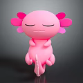 Cute Pink Axolotl Character With Closed Eyes And Adorable 3D Model Design