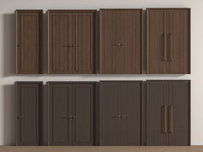 Double Wooden Doors With Modern Design And Various Styles For Home Interior 3d model