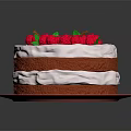 Delicious Two Layer Red Velvet Cake With White Frosting And Fresh Raspberries On Pink Plate
