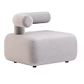 Modern Minimalist Light Gray Single Sofa With Cylindrical Armrest And Black Support Legs 3d model