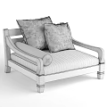 Natural Wooden Frame Leisure Chair With White Cushion And Striped Pillows