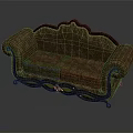 Classic Ornate Sofa With Carved Wooden Frame And Soft Upholstered Seats