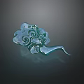 Artistic Green Jade Jewelry Piece With Swirled Cloud Pattern Curved Design