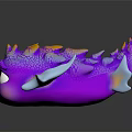 Cute Purple Fantasy Creature Character With Big Eyes Orange Spines And Blue White Fins