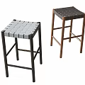 Modern Bar Stools With Woven Seats And Black Brown Metal Frames