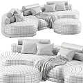 Modern Sectional Sofa With Plush Pillows Cozy Blanket And Ottoman Color Options