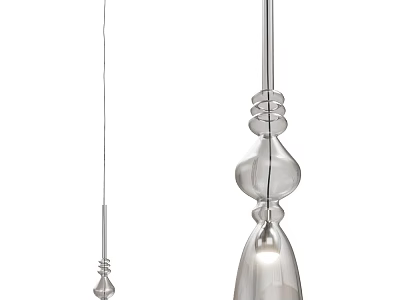 Two Modern Glass Pendant Lights With Curved Metal Stems And Spherical Shades Design 3d model
