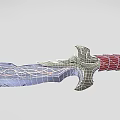 Fantasy Decorative Sword Weapon With Intricate Patterns Red Hilt And Metallic Accents