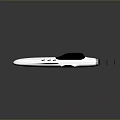 White Streamlined Futuristic Device With Black Seat And Circular Tail Rings On Shiny Surface