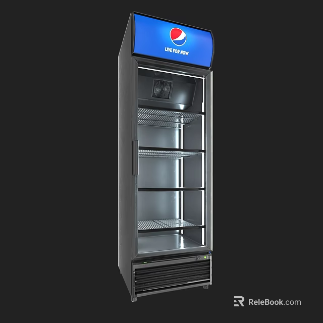 Upright Glass Door Refrigerator with Multiple Shelves for Commercial Display Storage 3d model 