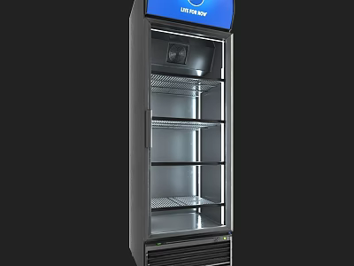 Upright Glass Door Refrigerator with Multiple Shelves for Commercial Display Storage 3d model