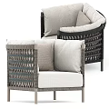 Stylish Woven Lounge Chair With Soft Cushions And Neutral Tones Design