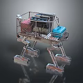 Mechanical Robot Character With Metal Structure Cage Equipment Platform And Legs 3d model