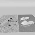 Gray and White Slippers on Soft Fluffy Carpet for Cozy Home Use