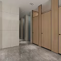 Modern Locker Room Interior With Wooden Lockers Gray Bench And Marble Floor