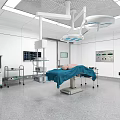 Modern Operating Room Interior With Surgical Table Patient Medical Equipment Monitors And Lights