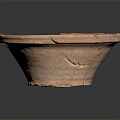 Vintage Handcrafted Orange Terracotta Bowl With Cracked Surface And Textured Edge