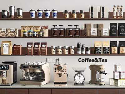 Essential Kitchen Appliances for Coffee and Tea Brewing with Grinder Maker and Storage Jars 3d model