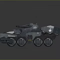 Futuristic Military Armored Vehicle With Multiple Wheels Antenna And Green