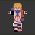Pixel Style Character With Orange Blue Hair Waving In Colorful Outfit