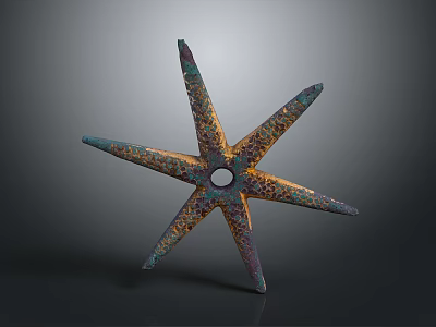 Artistic Colorful Starfish Sculpture With Detailed Textured Surface On Dark Background 3d model
