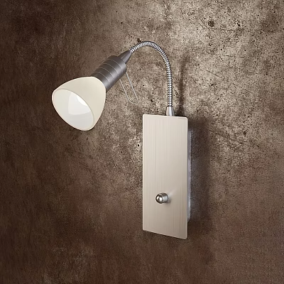 Modern Wall Lamp With White Lampshade And Flexible Metal Arm On Textured Wall 3d model
