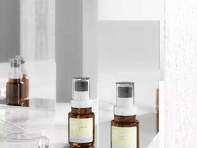 Premium Perfume Cosmetics Glass Spray Bottles With Elegant Labels And Design 3d model