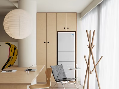 Elegant Modern Public Office Space Interior Design With Workstations Ergonomic Chairs And Natural Lighting 3d model
