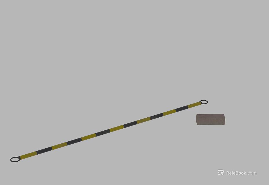Road Safety Barrier With Yellow And Black Stripes And Base Block 3d model 