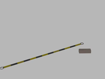 Road Safety Barrier With Yellow And Black Stripes And Base Block 3d model