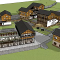 Traditional Modern Two Story Wooden Building Featuring Large Windows Balcony And Staircase Interior