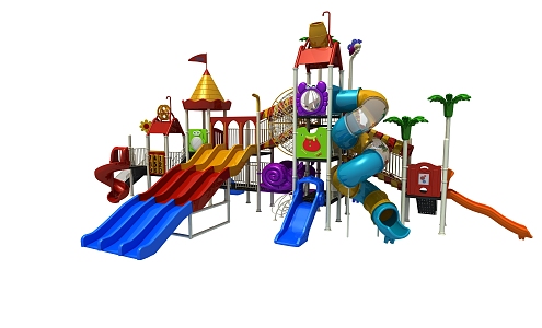 Modern amusement equipment large double-deck slide amusement facilities 3d model