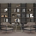 Modern Casual Table and Chair Combination Bookshelf 3d model