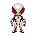 Chibi Spider Man Figure With White Red Armored Suit And Red Eyes