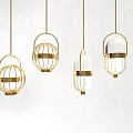 Modern Golden Frame Pendant Lights With Transparent Glass Shades And Minimalist Design